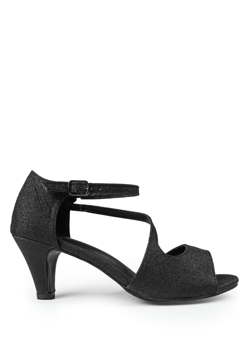 Where's That From Black Glitter Beatrice Low Kitten Heels - 3 Image 1