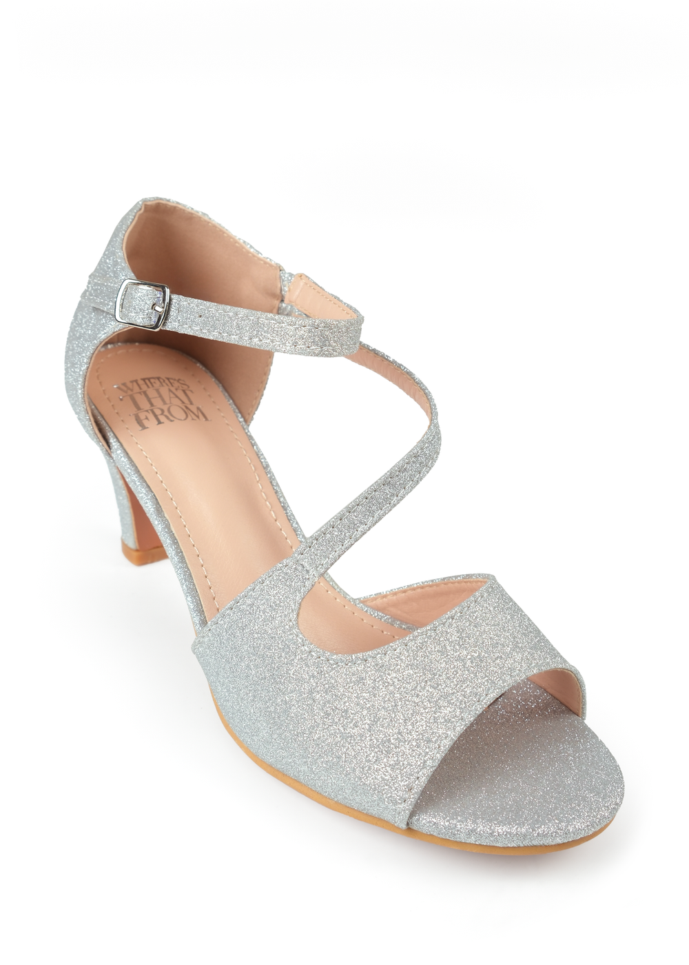 Where's That From Silver Glitter Beatrice Low Kitten Heels - 4 Image 3
