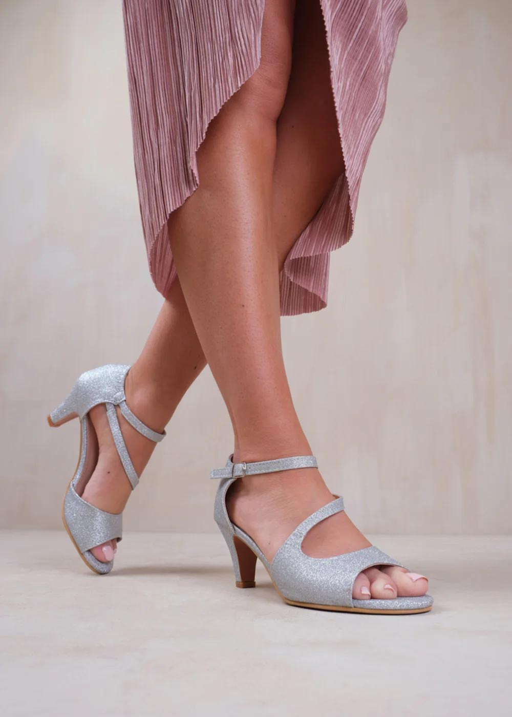 Where's That From Silver Glitter Beatrice Low Kitten Heels - 4 Image 2