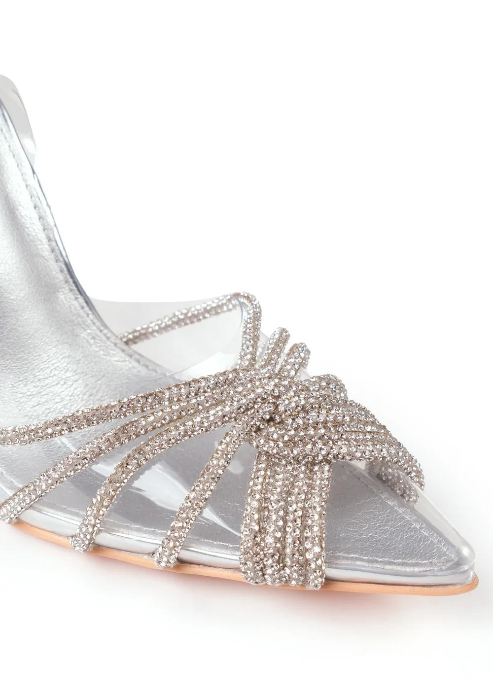 Where's That From Silver Vanna Perspex Pointed Toe High Heels - Size 8 Image 3