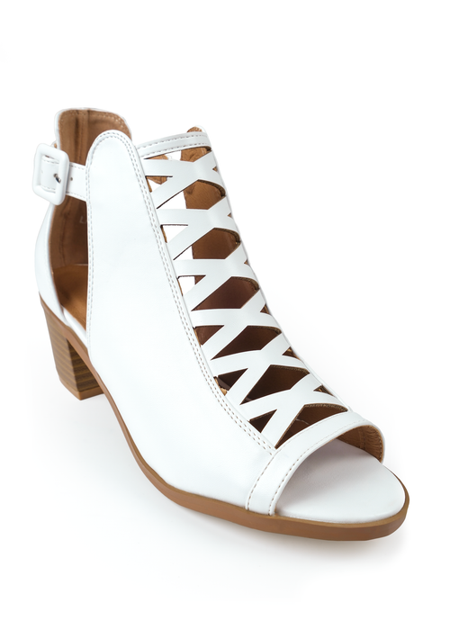 Where's That From White Pu Reydah Mid Block Heel Sandals - 4 Image 3