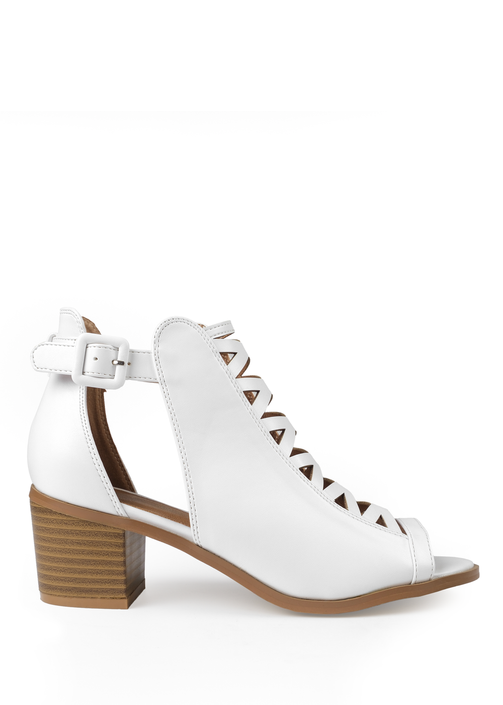 Where's That From White Pu Reydah Mid Block Heel Sandals - 4 Image 1