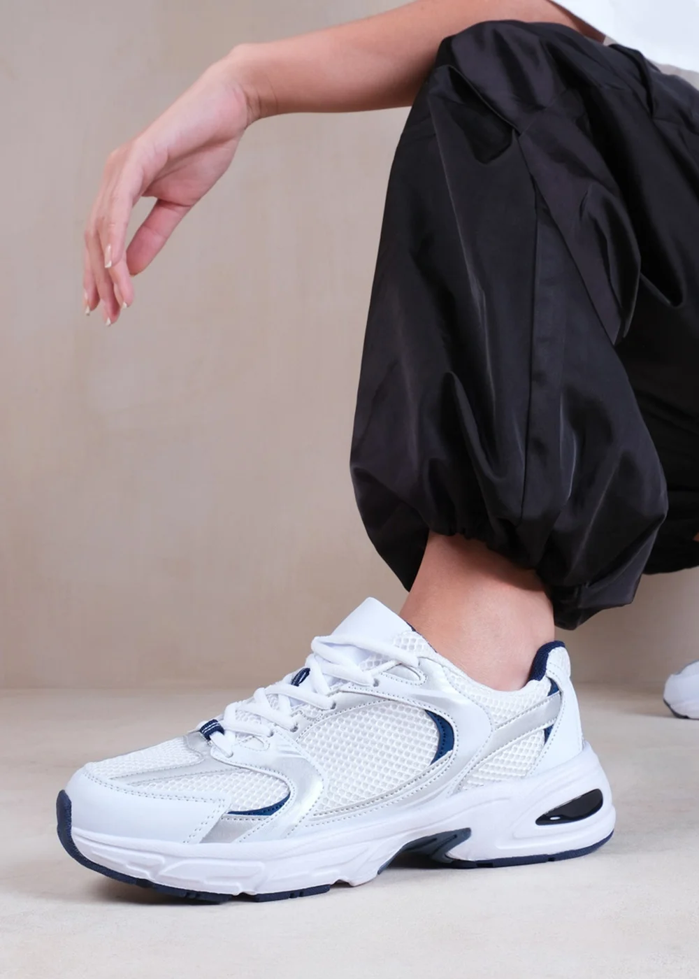 Where's That From Navy Echo Fashion Lace Up Trainers - 3 Image 2