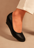 Where's That From Black Pu Kieran Platform Wedge Court Shoes - Size 4 Image 2