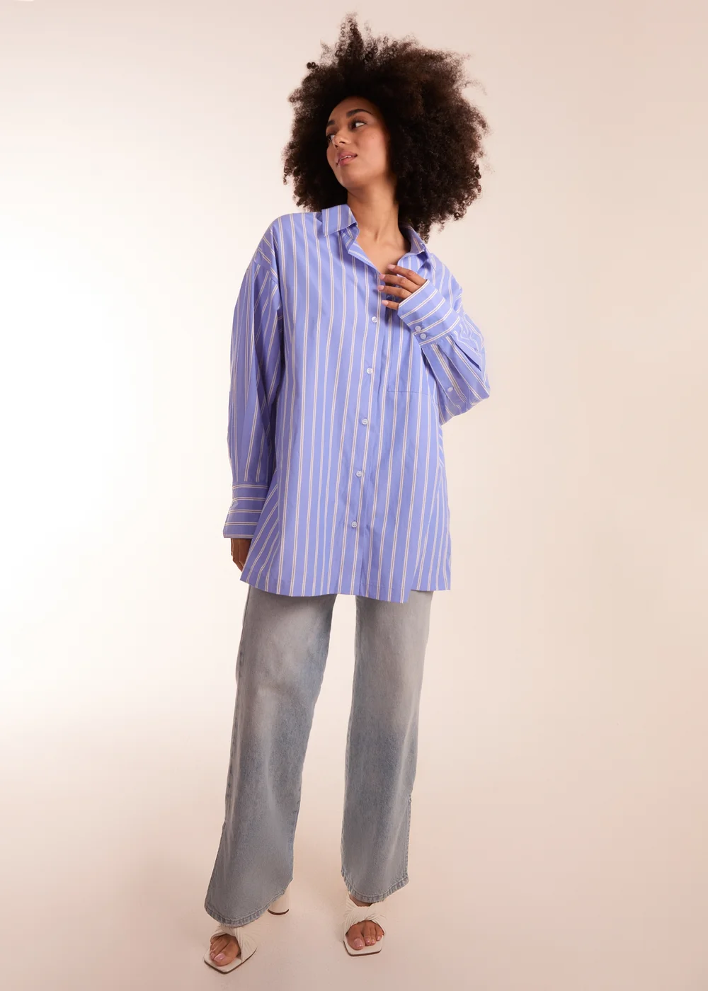 Blue Vanilla Blue Oversized Pinstripe Shirt - S/M Image 4