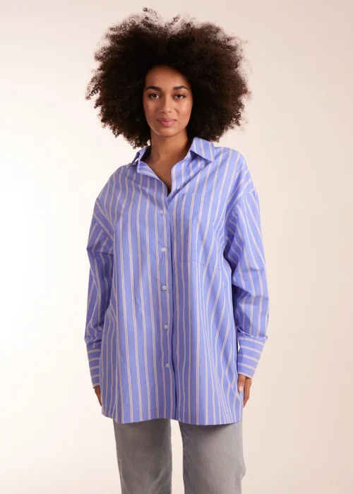 Blue Vanilla Blue Oversized Pinstripe Shirt - S/M Image 1