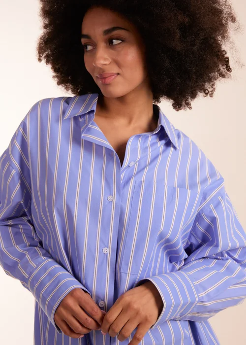 Blue Vanilla Blue Oversized Pinstripe Shirt - S/M Image 3