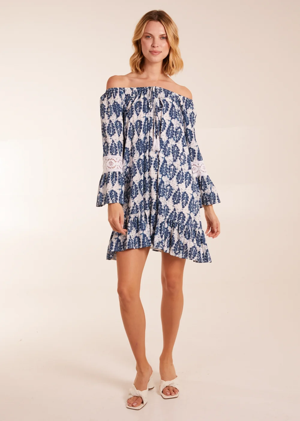 Blue Vanilla Multi Leaf Print Scoop Neck Dress - L Image 4