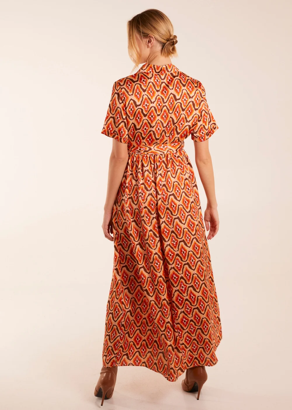 Blue Vanilla Orange Maxi Shirt Belt Dress - 8 Image 2
