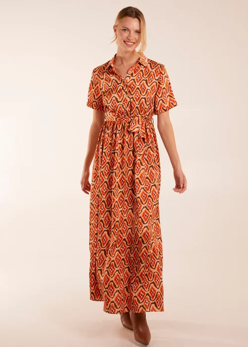 Blue Vanilla Orange Maxi Shirt Belt Dress - 8 Image 1