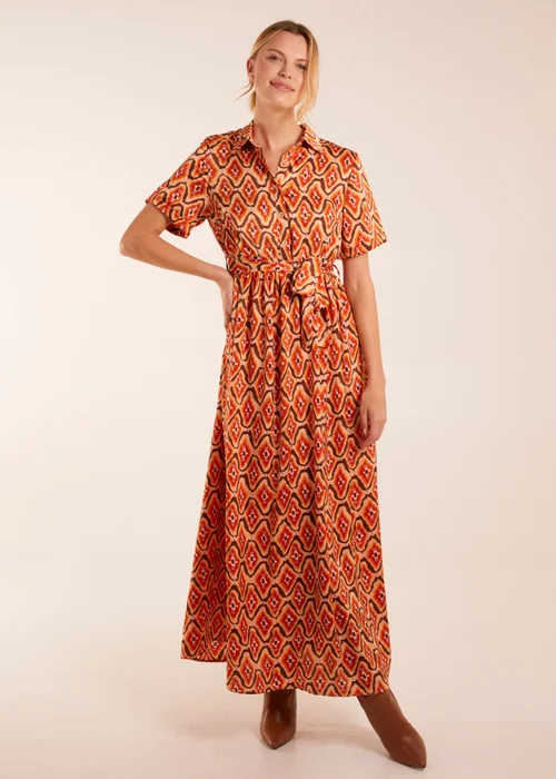 Blue Vanilla Orange Maxi Shirt Belt Dress - 8 Image 4