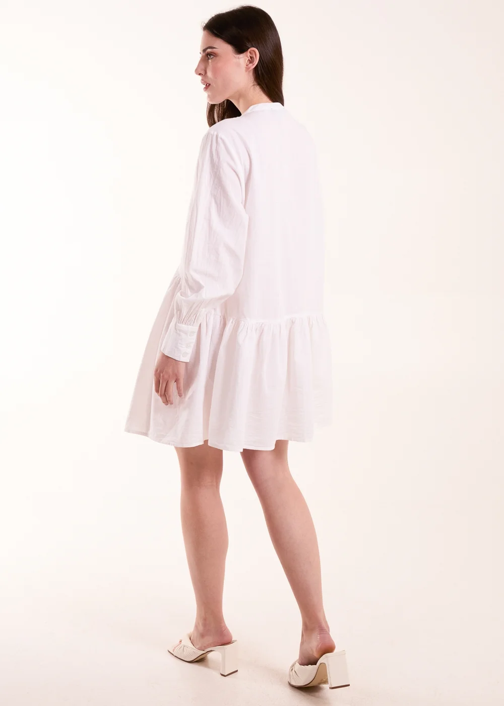 Blue Vanilla White Tiered Shirt Mini Dress - L Image 2