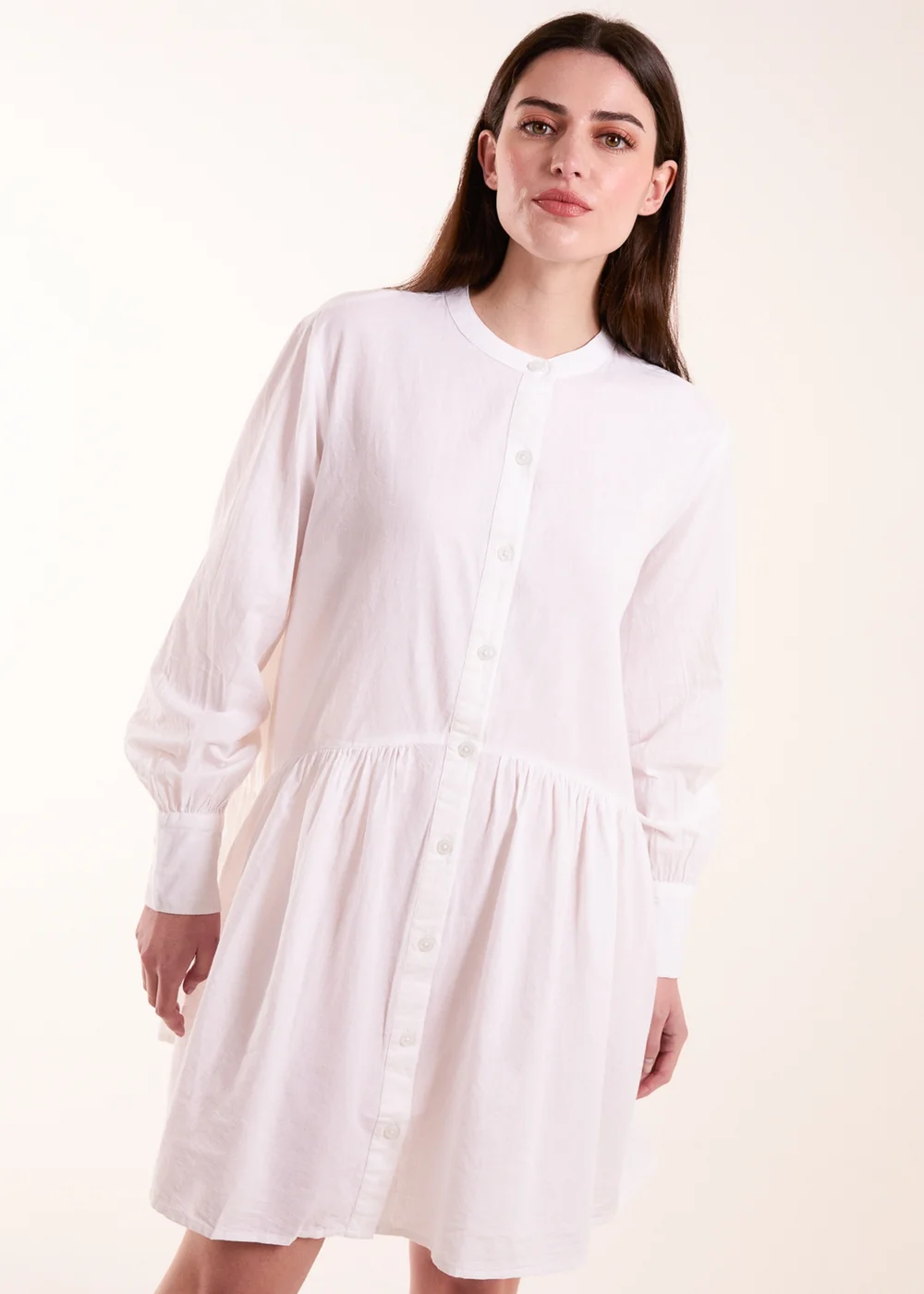 Blue Vanilla White Tiered Shirt Mini Dress - L Image 1