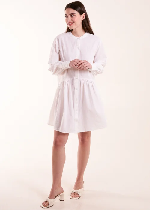 Blue Vanilla White Tiered Shirt Mini Dress - L Image 4
