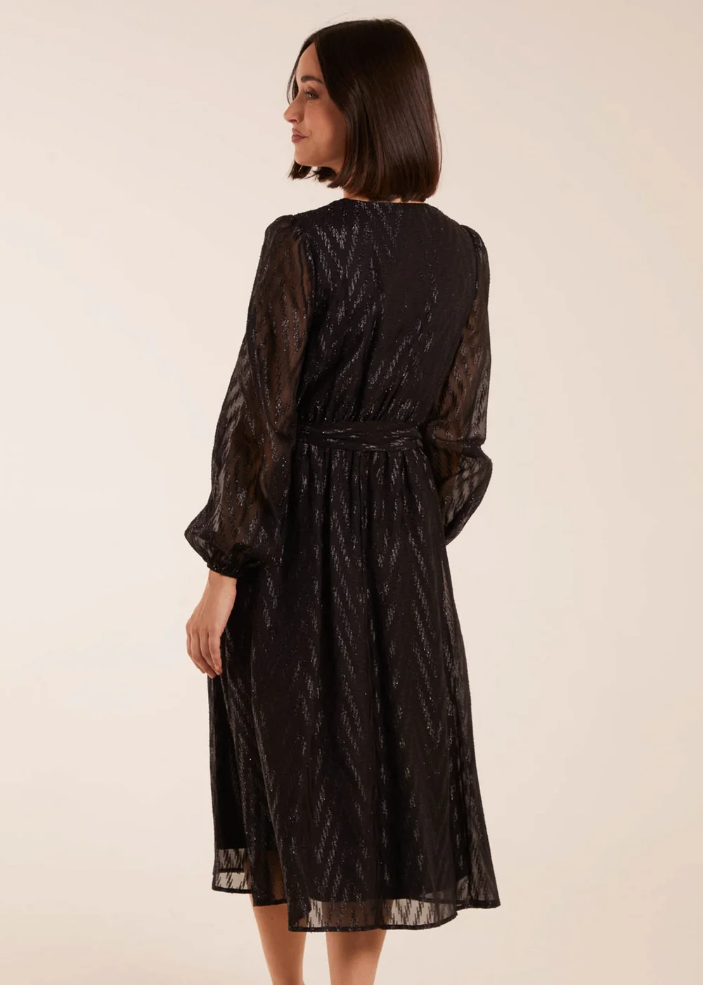 Blue Vanilla Black Lurex Wrap Midi Dress - 8 Image 2
