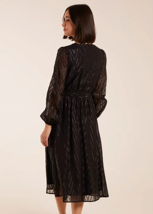 Blue Vanilla Black Lurex Wrap Midi Dress - 8 Image 2