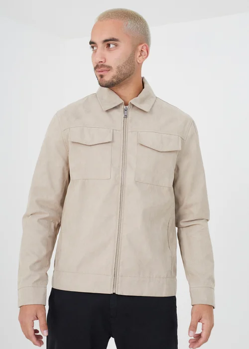 Brave Soul Stone Faux Suede Jacket - S Image 1