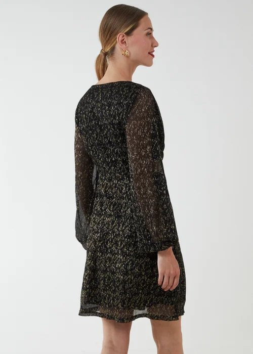 Blue Vanilla Black V-Neck Long Sleeve Shimmery Dress - 14 Image 2
