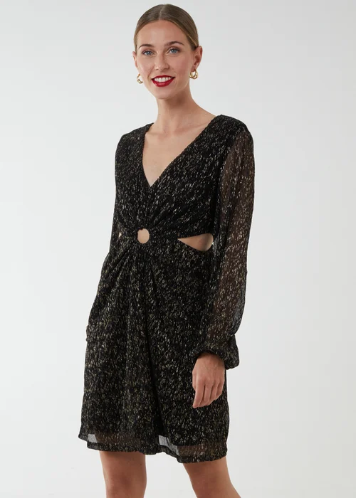 Blue Vanilla Black V-Neck Long Sleeve Shimmery Dress - 14 Image 1
