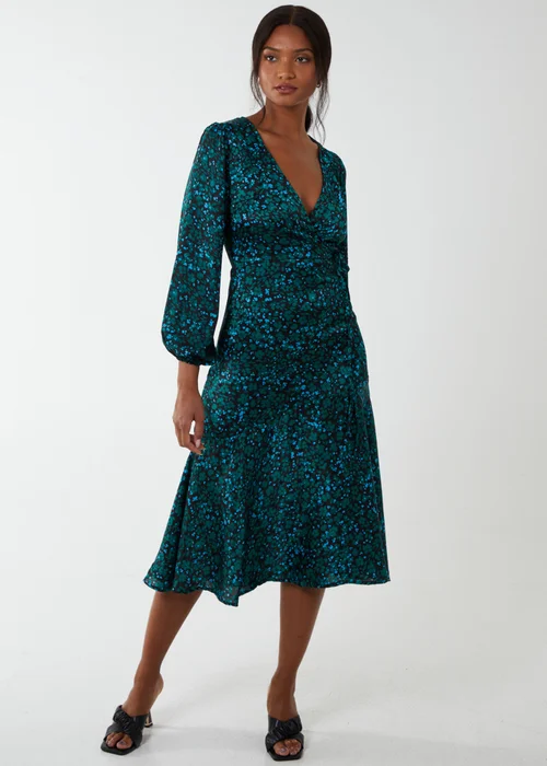 Blue Vanilla Green Wrap Front Midi Dress - 8 Image 1