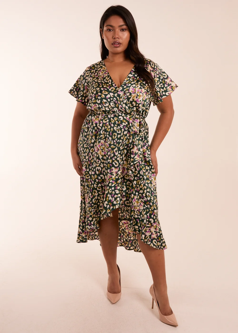 Blue Vanilla Green Curve Animal Wrap Midi Dress - 18-20 | Matalan Blue Vanilla Green Curve Animal Wrap Midi Dress - 18-20 | Matalan