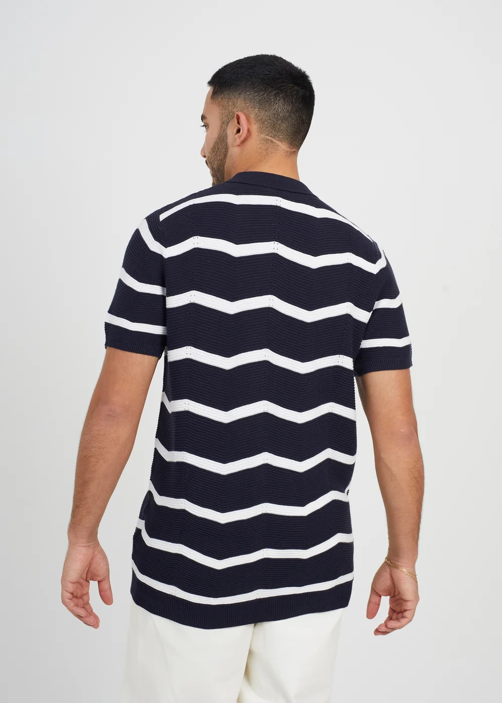 Brave Soul Navy Short Sleeve Knitted Polo Shirt - S Image 2
