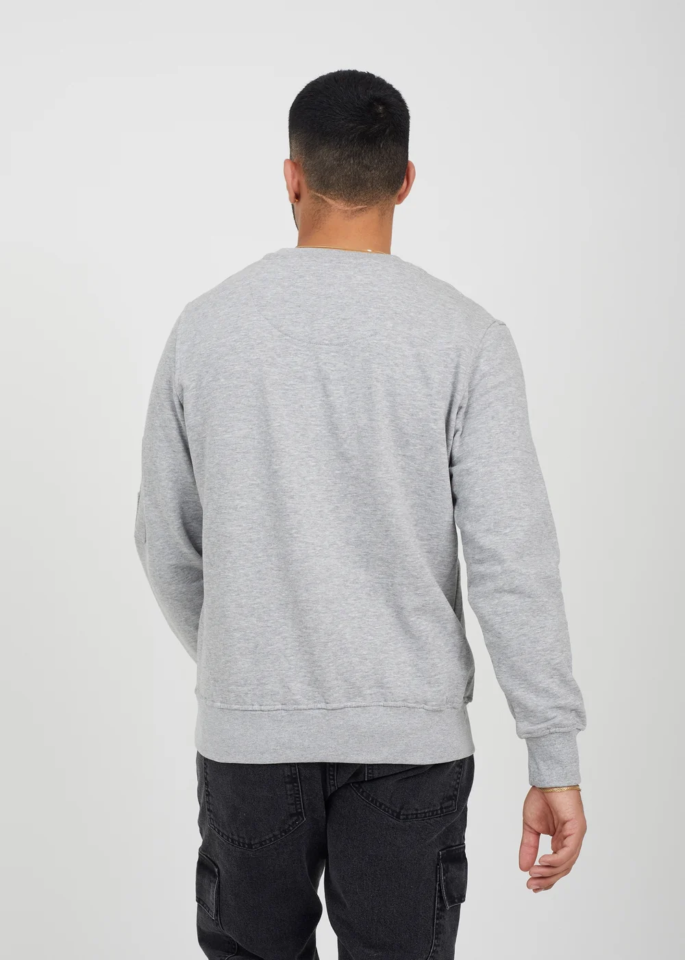 Brave Soul Light Grey Zip Pocket Sleeve Detail Sweatshirt - S Image 2
