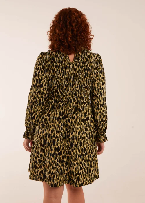 Blue Vanilla Green Curve Leopard Print Shirred Trapeze Mini Dress - 18 Image 2