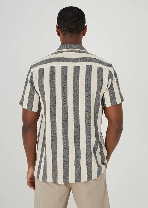 Brave Soul Black Henderson Cotton Short Sleeve Revere Collar Shirt - Small Image 2