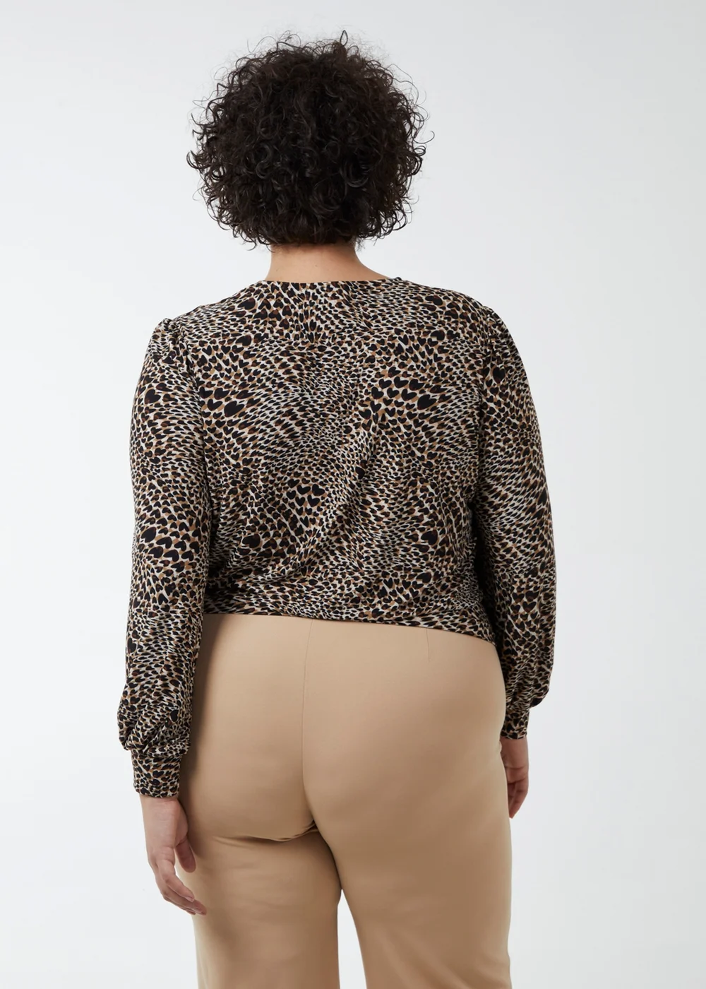 Blue Vanilla Brown Curve Wrap Front Deep Hem Band Top - 18-20 Image 2