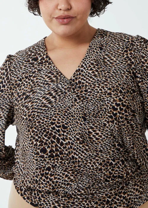 Blue Vanilla Brown Curve Wrap Front Deep Hem Band Top - 18-20 Image 3
