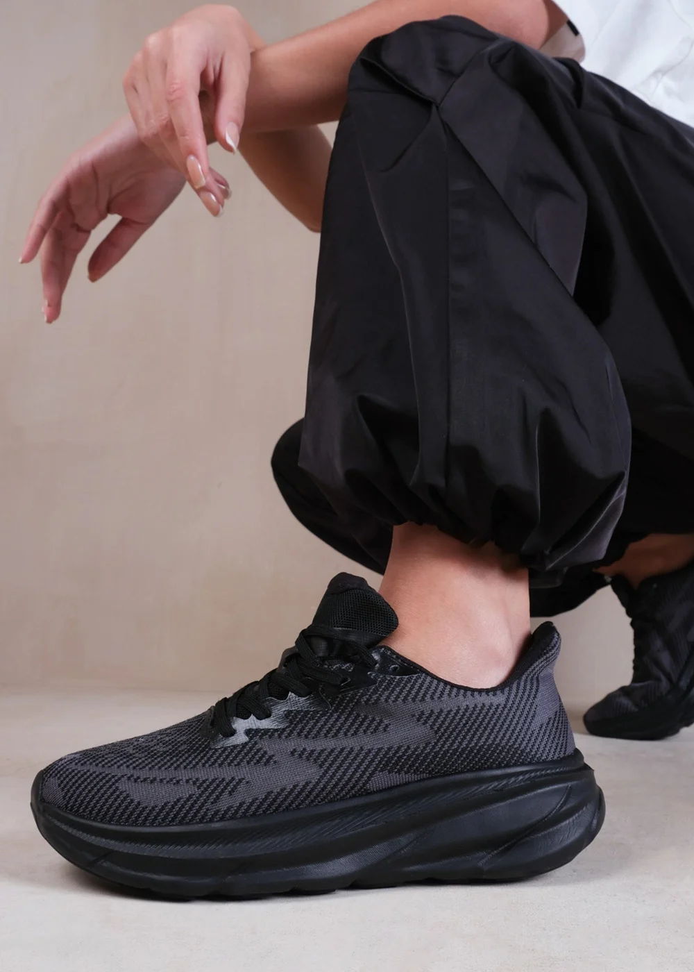 Where's That From Black Track Breathable Mesh Runner Trainers - 3 Image 2