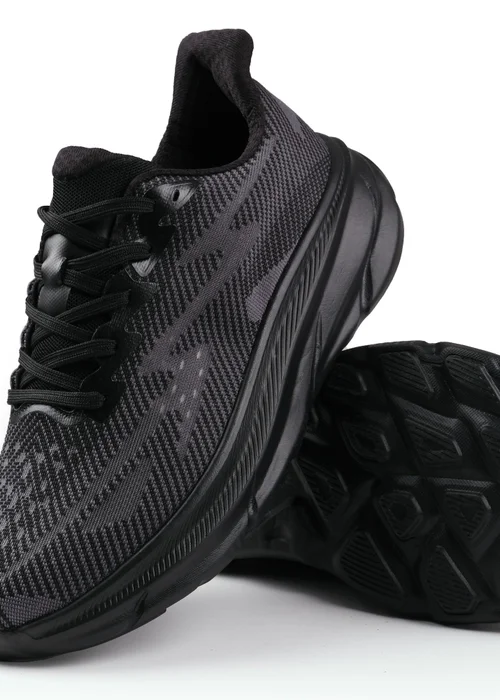 Where's That From Black Track Breathable Mesh Runner Trainers - 3 Image 3