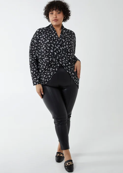 Blue Vanilla Black Curve Draped Dip Hem Top - 22-24 Image 4