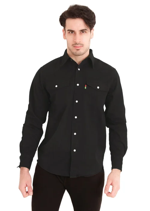 Duke Black Western Denim Shirt - S Image 1