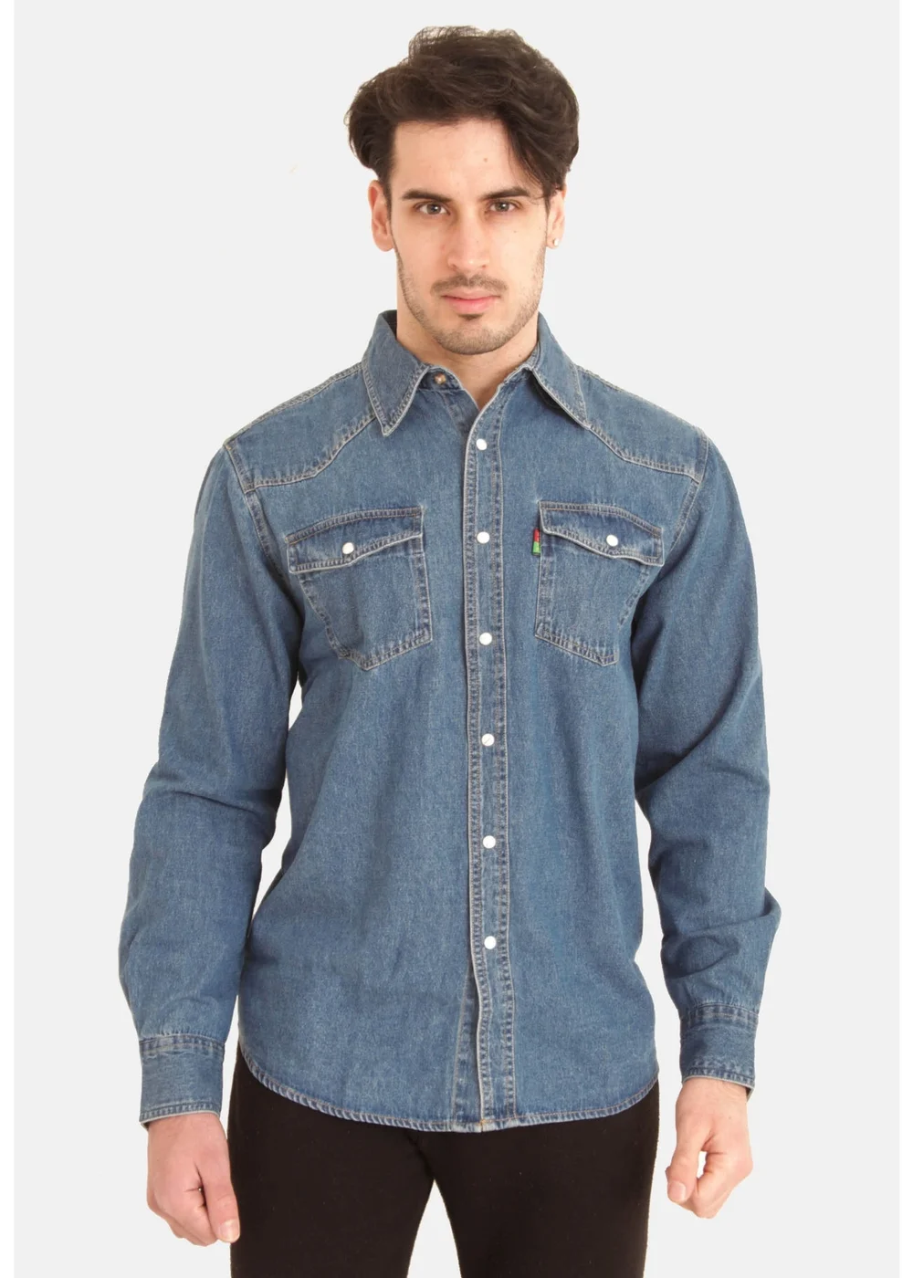Duke Blue Western Denim Shirt - S Image 1