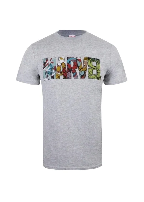 Marvel Grey Comic Strip Logo T-Shirt - S Image 1
