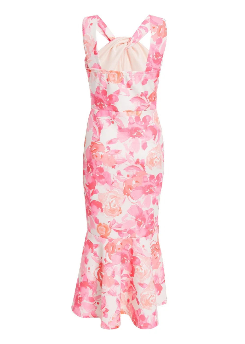 Quiz Pink Floral Print Frill Halter Neck Midi Dress - 8 Image 5