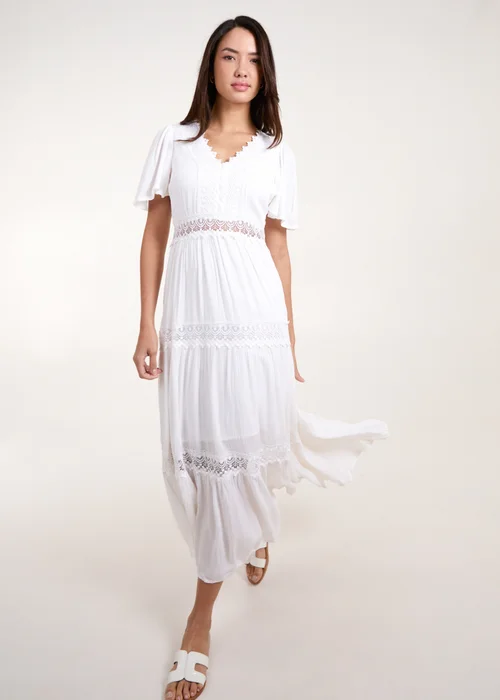 Blue Vanilla White Crochet Detailing Angel Sleeve Tiered Maxi Dress - 8 Image 1