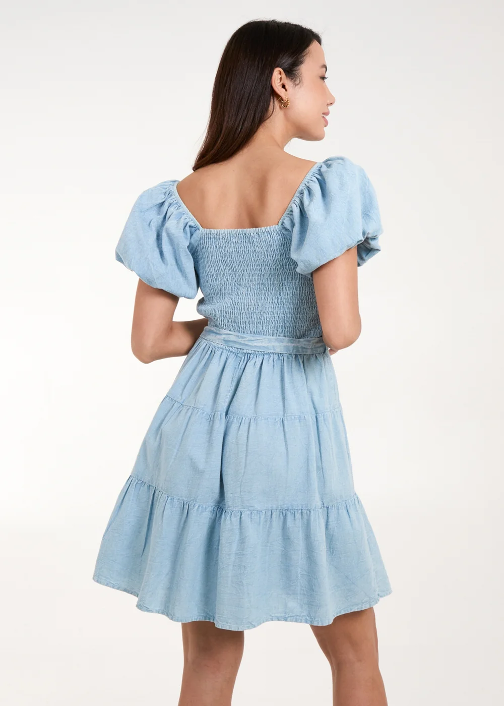 Blue Vanilla Blue Washed Puff Sleeve Mini Dress - 8 Image 2