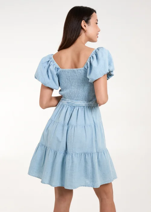 Blue Vanilla Blue Washed Puff Sleeve Mini Dress - 8 Image 2