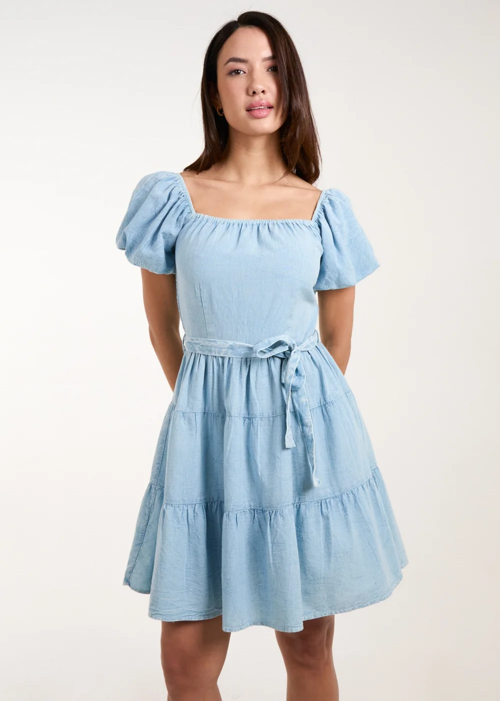 Blue Vanilla Blue Washed Puff Sleeve Mini Dress - 8 Image 1