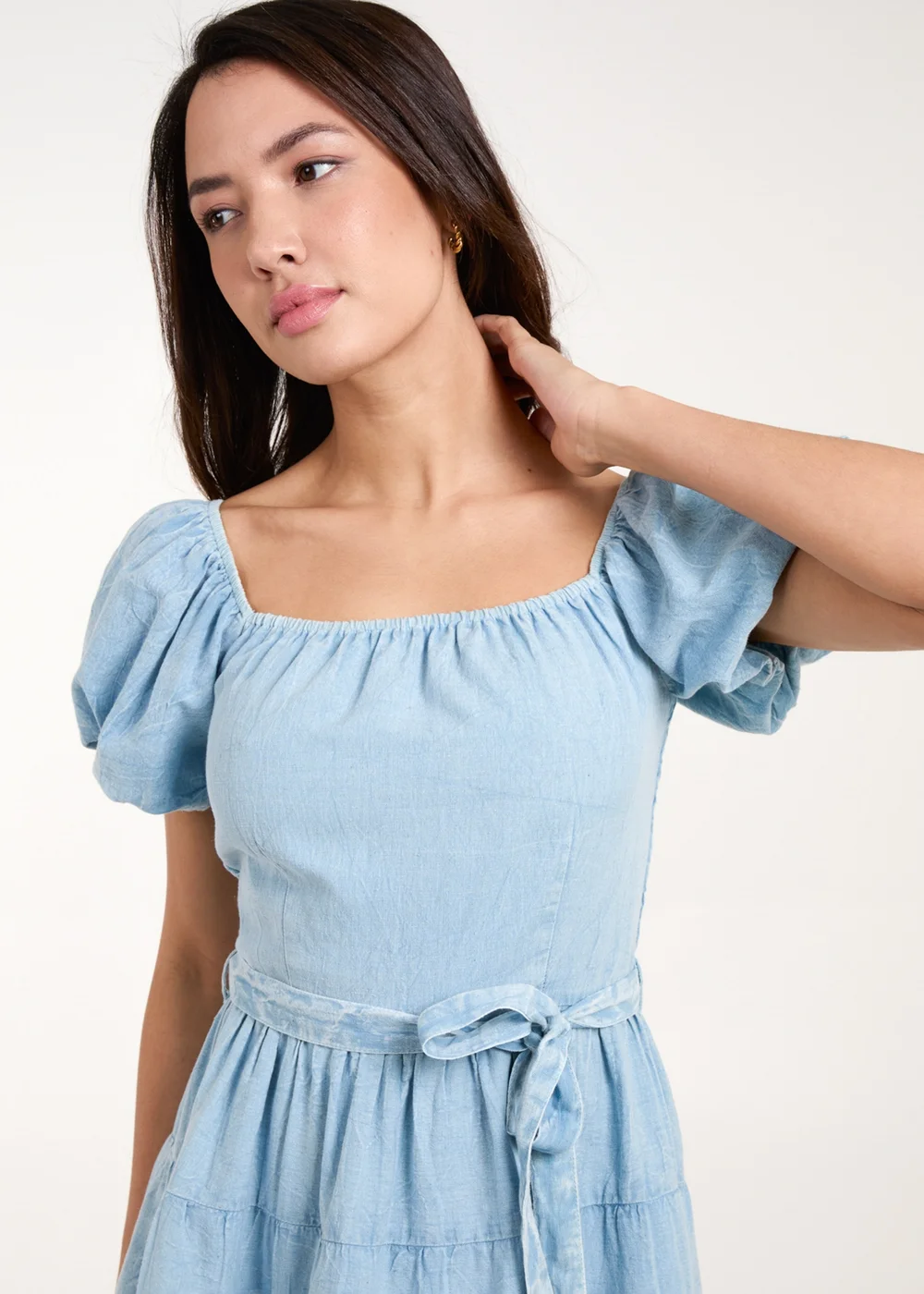 Blue Vanilla Blue Washed Puff Sleeve Mini Dress - 8 Image 3