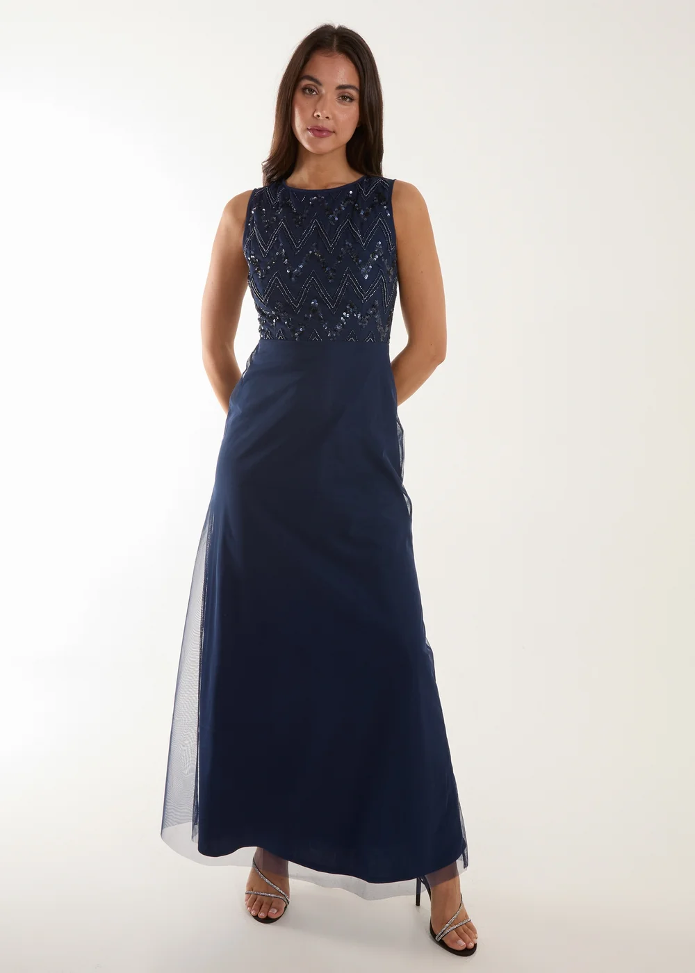 Blue Vanilla Navy Embellished Maxi Dress - 16 | Matalan Blue Vanilla Navy Embellished Maxi Dress - 16 | Matalan