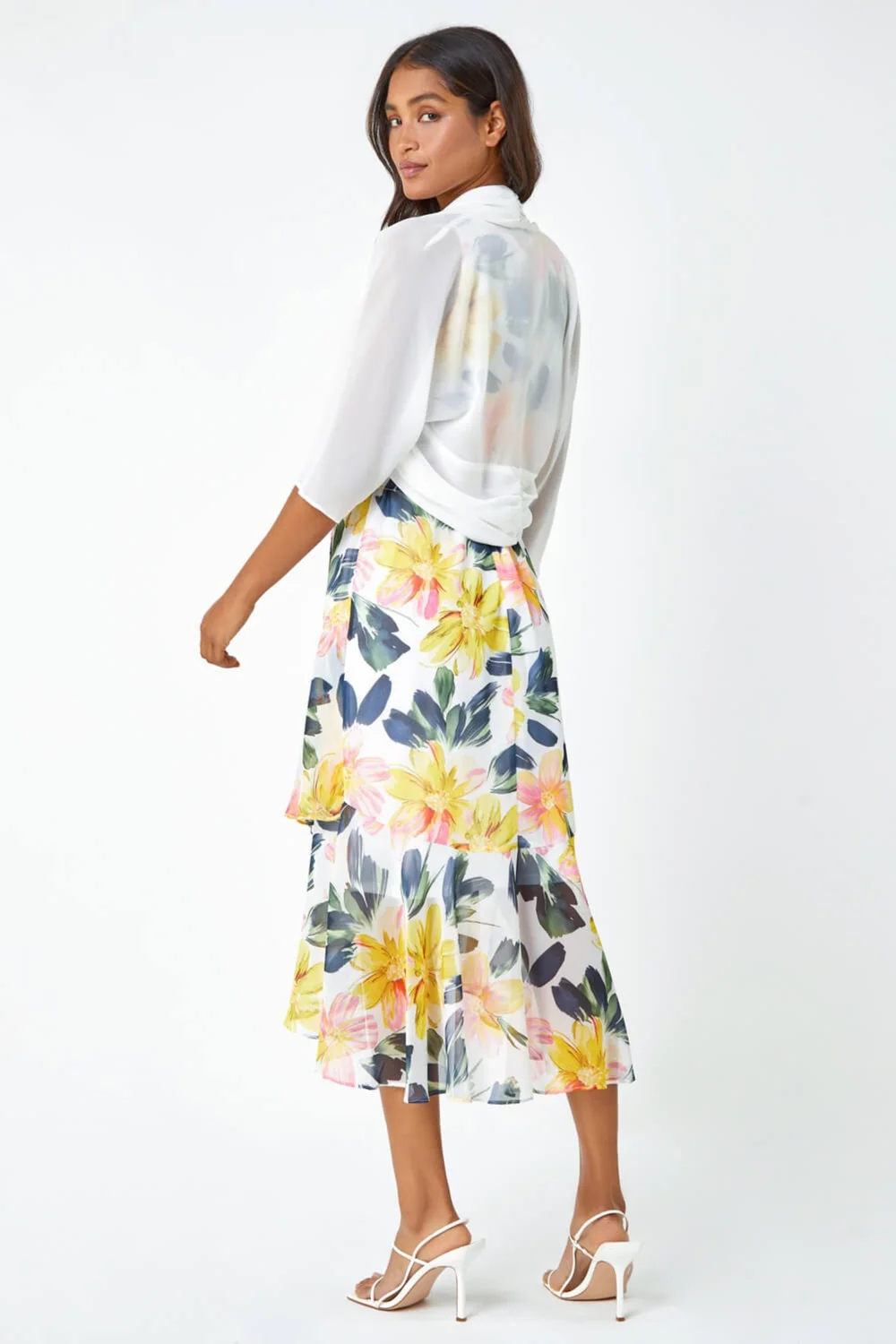 Roman Ivory Ruched Hem Chiffon Bolero - 14 Image 3
