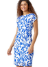 Roman Royal Blue Leaf Print Stretch Bodycon Lace Dress - 14 Image 1