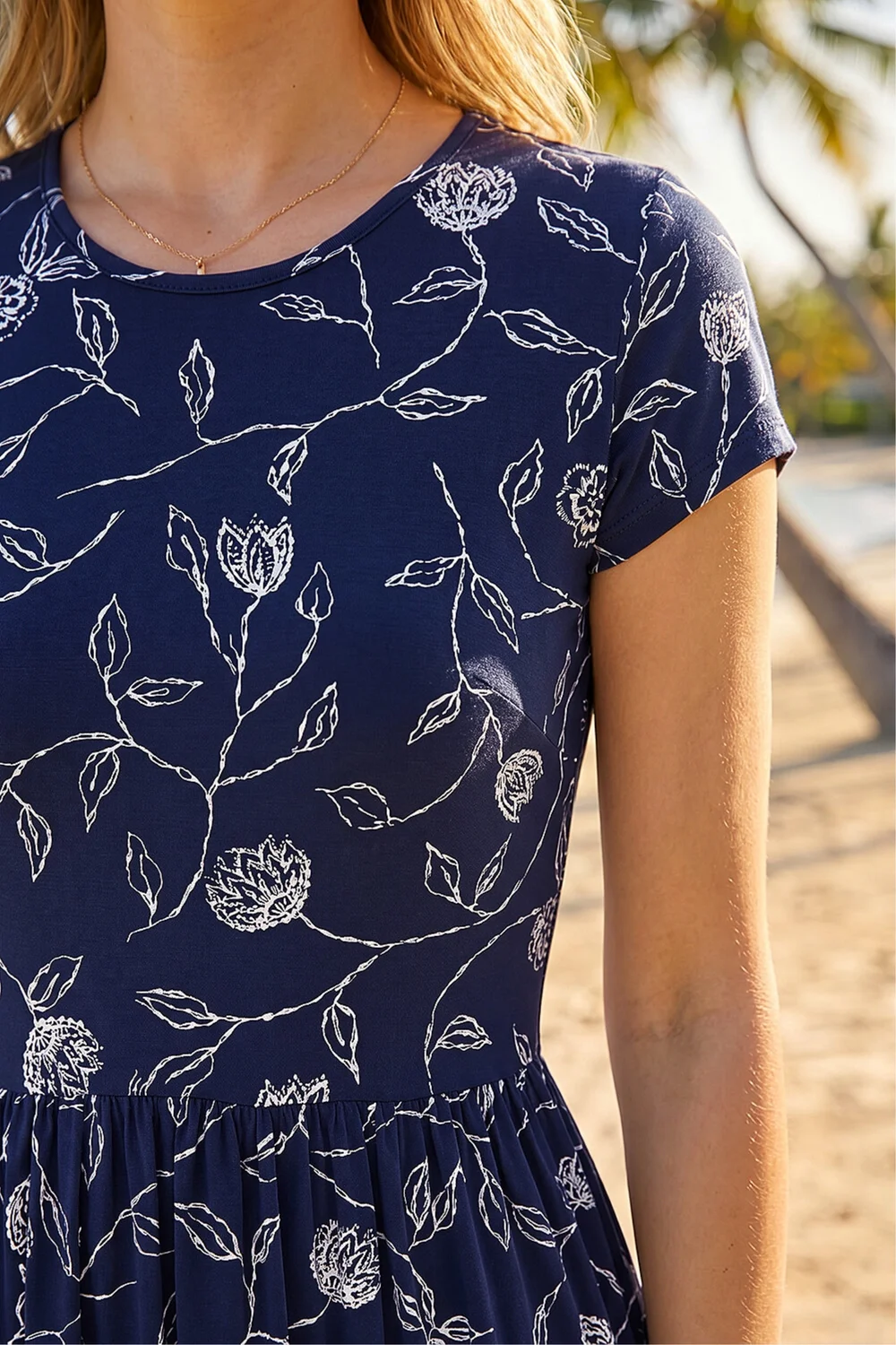 Roman Navy Floral Print Midi Stretch Dress - 10 Image 4