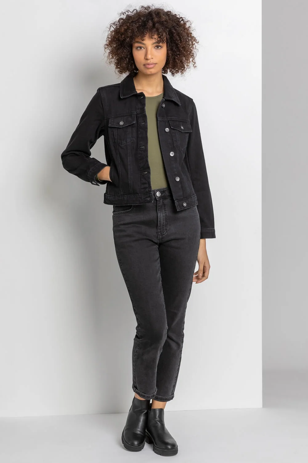 Roman Black Classic Cotton Denim Jacket - 18 Image 3