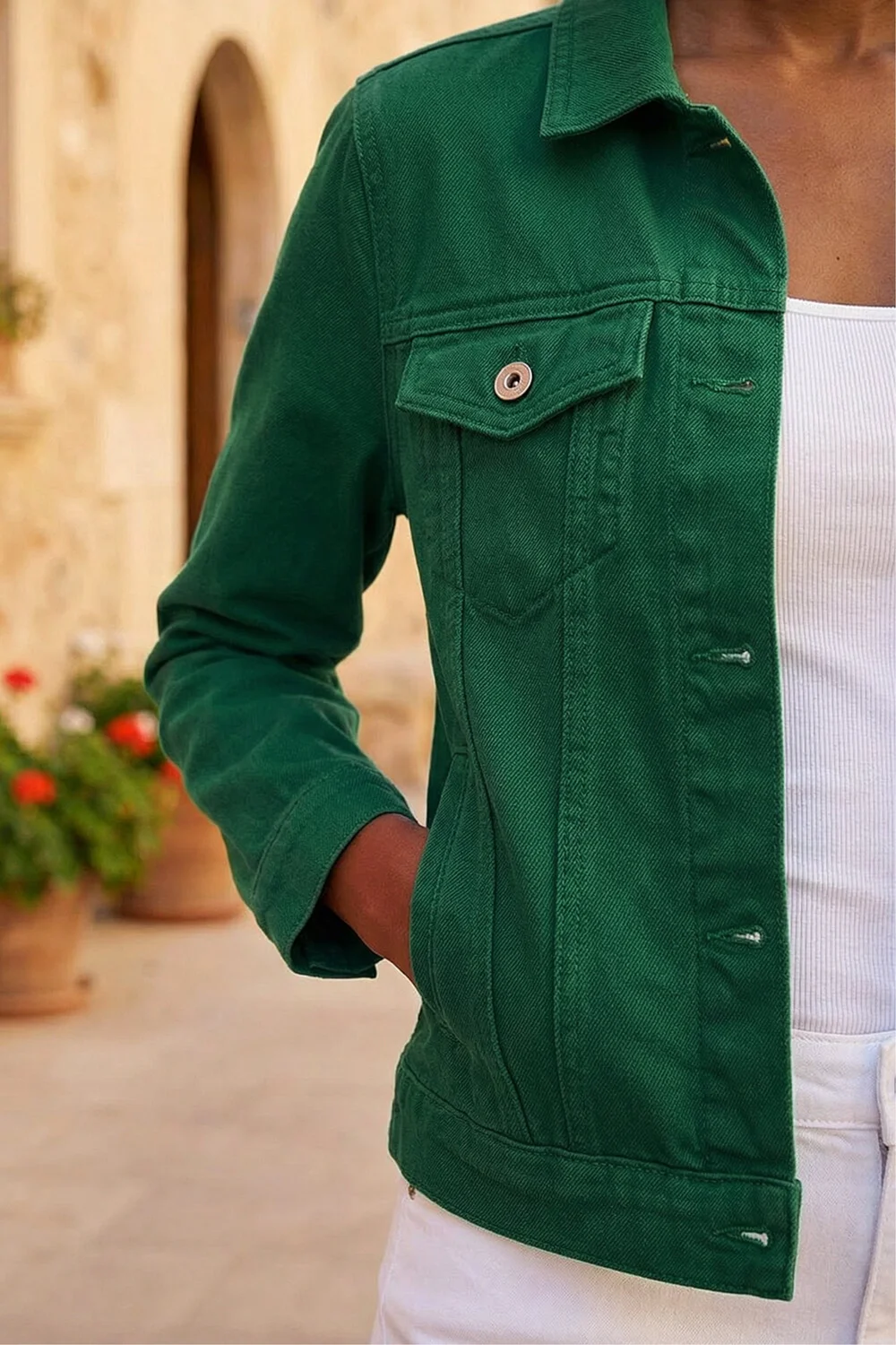Roman Green Classic Cotton Denim Jacket - 22 Image 4