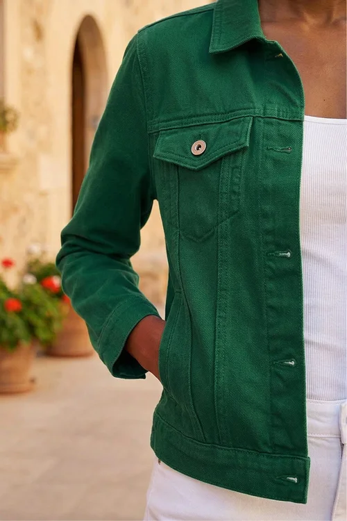 Roman Green Classic Cotton Denim Jacket - 22 Image 4